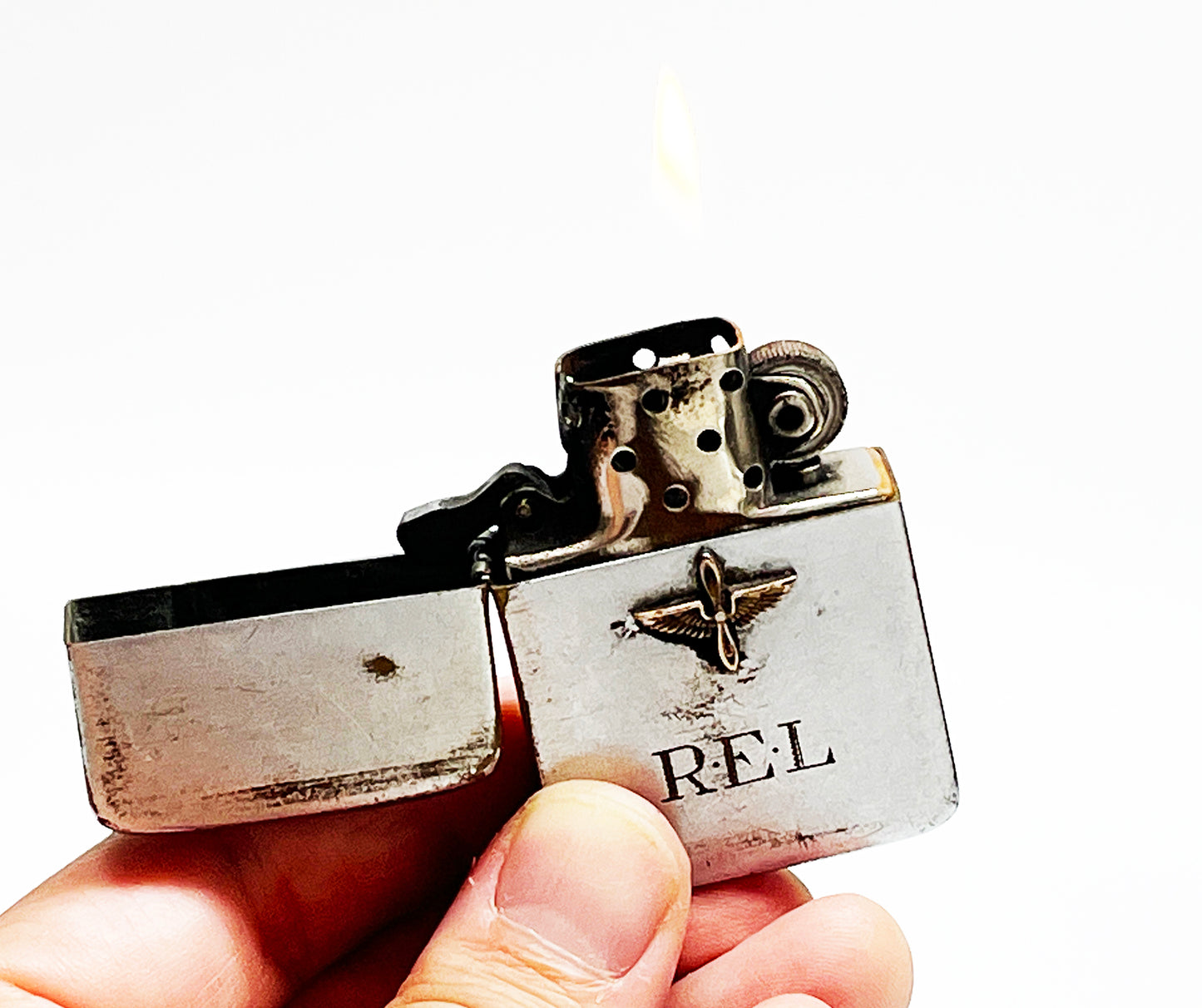 1937 - 1941 Air Force Zippo Four-Barrel Hinge Lighter with Original Silver