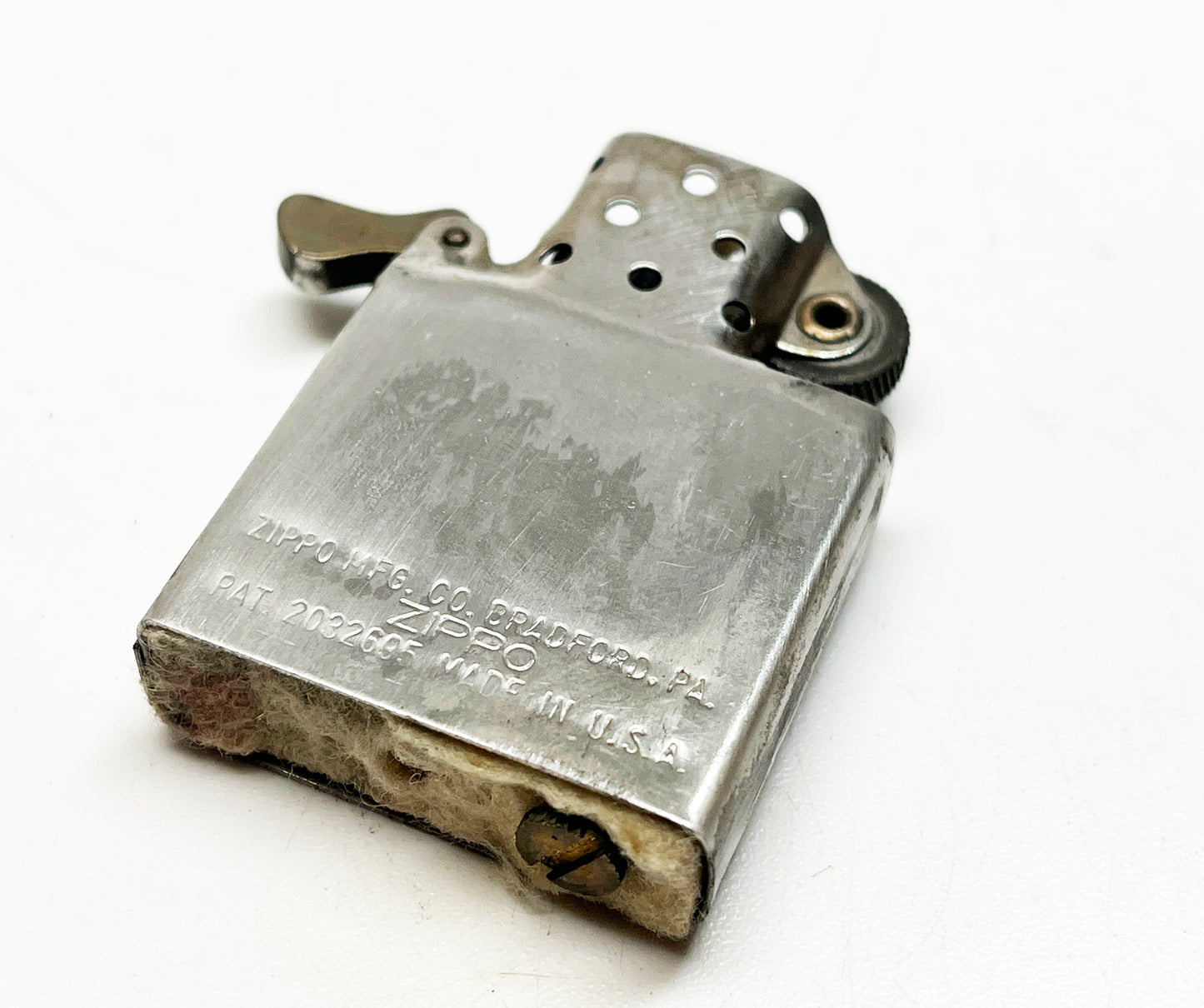 1951 - 1952 Zippo Lighter with Black Candy Stripe Box and Instructions