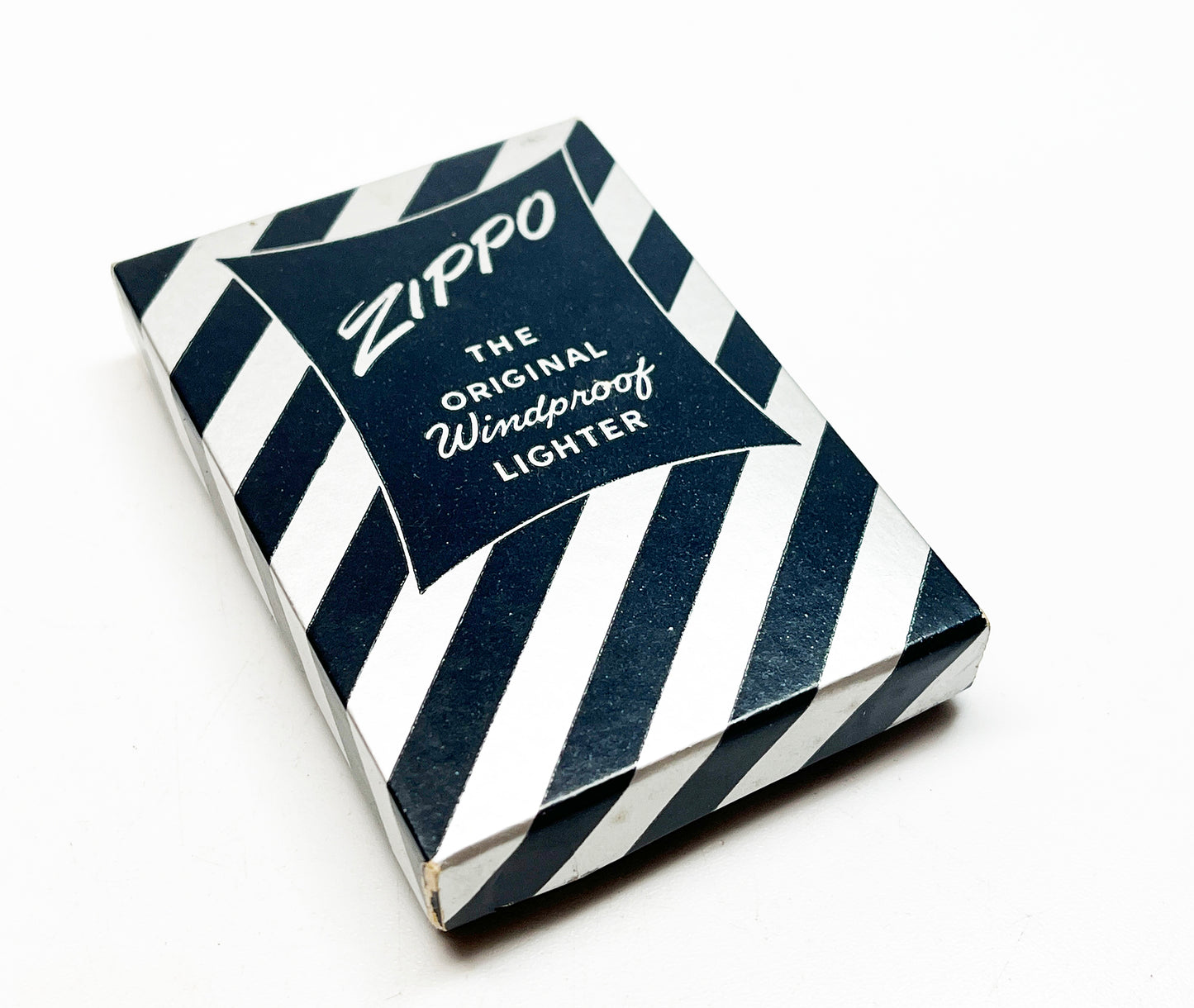 1951 - 1952 Zippo Lighter with Black Candy Stripe Box and Instructions