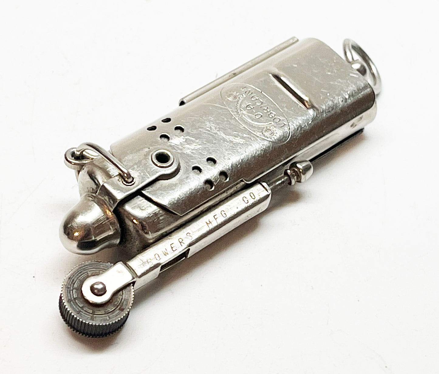 Rare 1930s Advertising Bowers Slide Sleeve Brass Trench Lighter