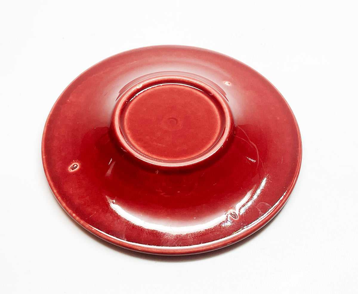 1940s Vintage Burgundy Ceramic Braille Alphabet Ashtray w/ Walking Cane Symbol