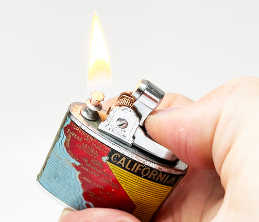 Working 1950s California State Souvenir Enameled Lighter