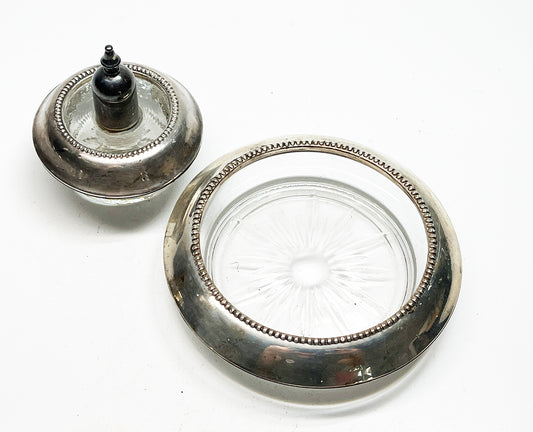 1931 Frank M. Whiting Sterling Lighter and Ashtray Smoking Set