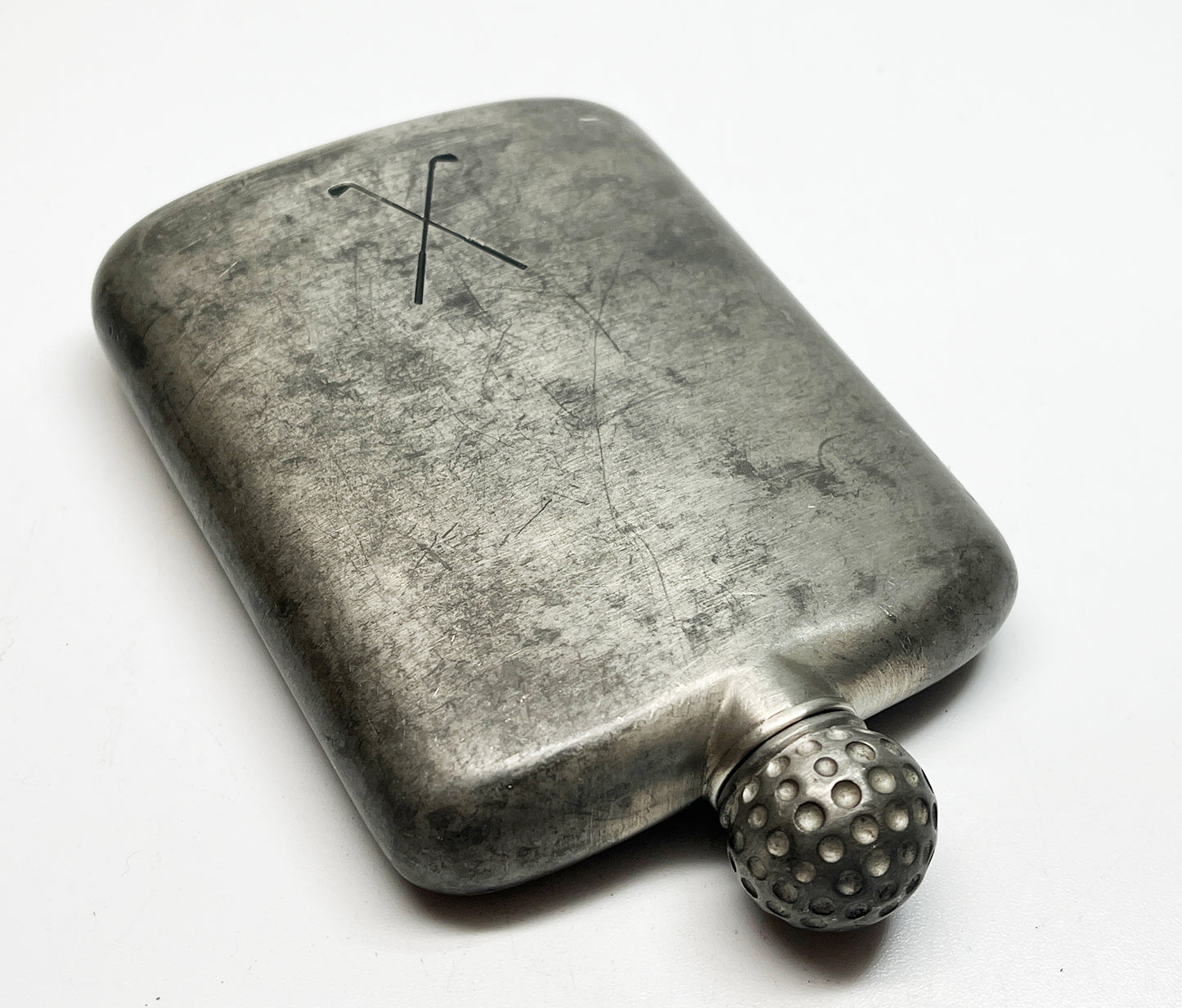 1950s Golfing Themed Pewter Flask