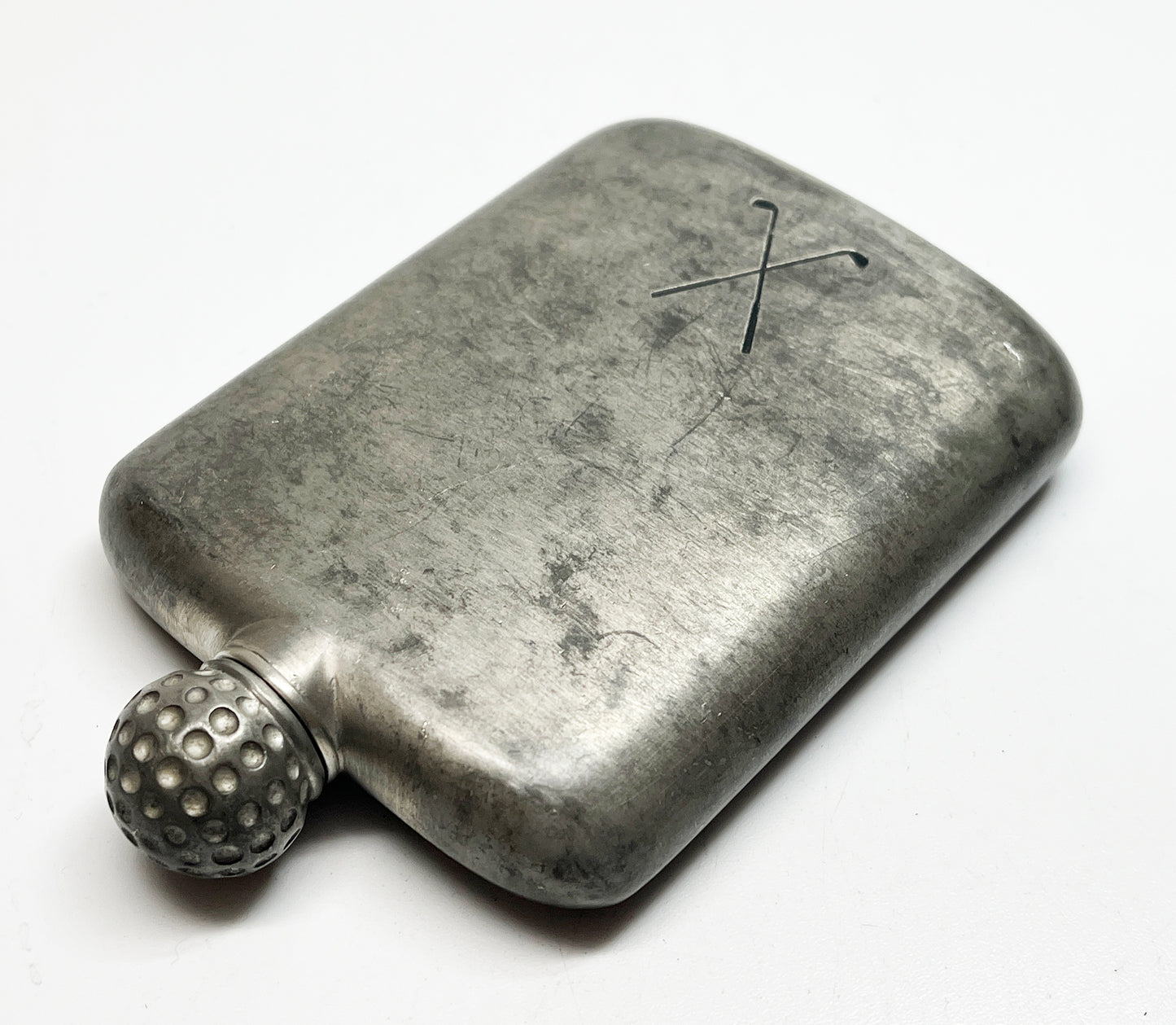 1950s Golfing Themed Pewter Flask