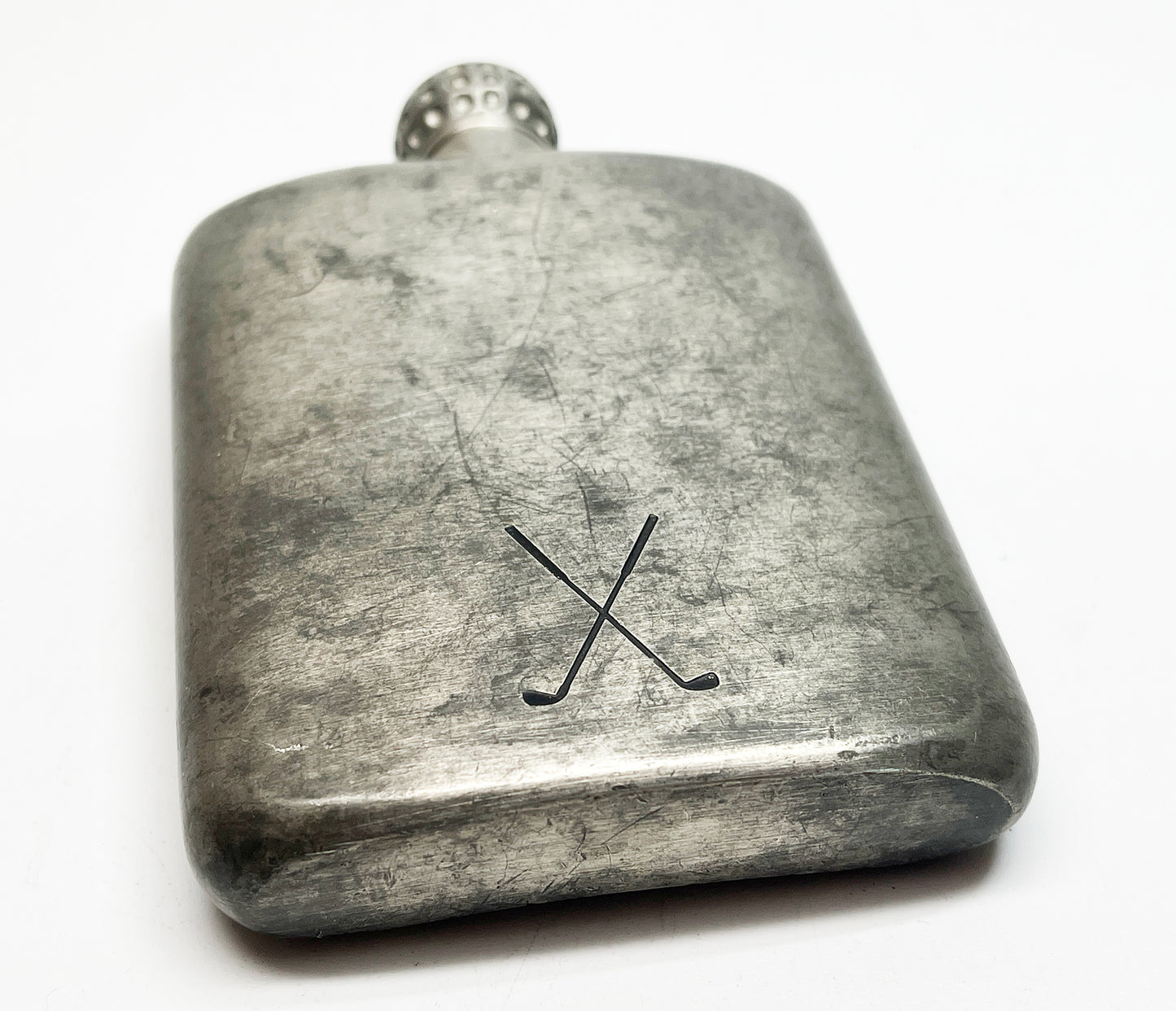 1950s Golfing Themed Pewter Flask