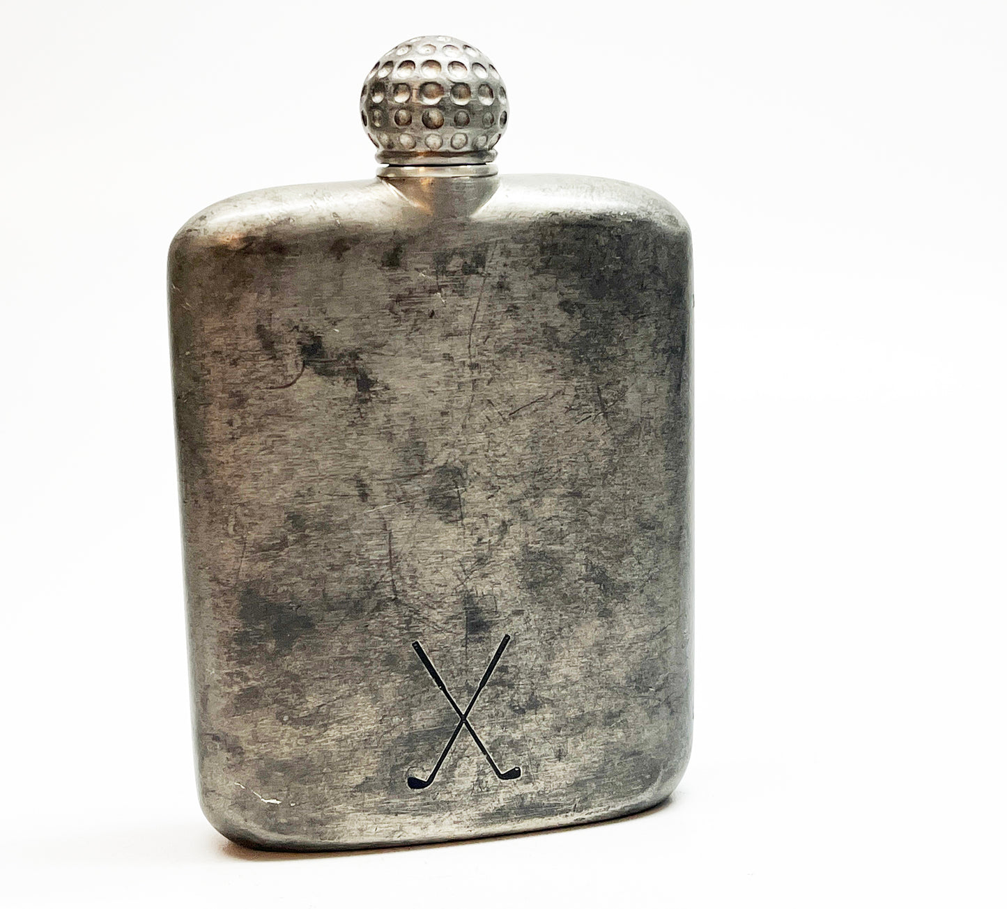 1950s Golfing Themed Pewter Flask