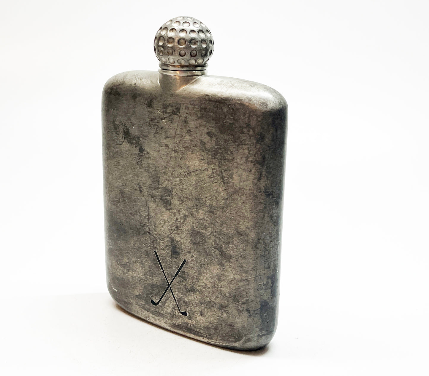 1950s Golfing Themed Pewter Flask