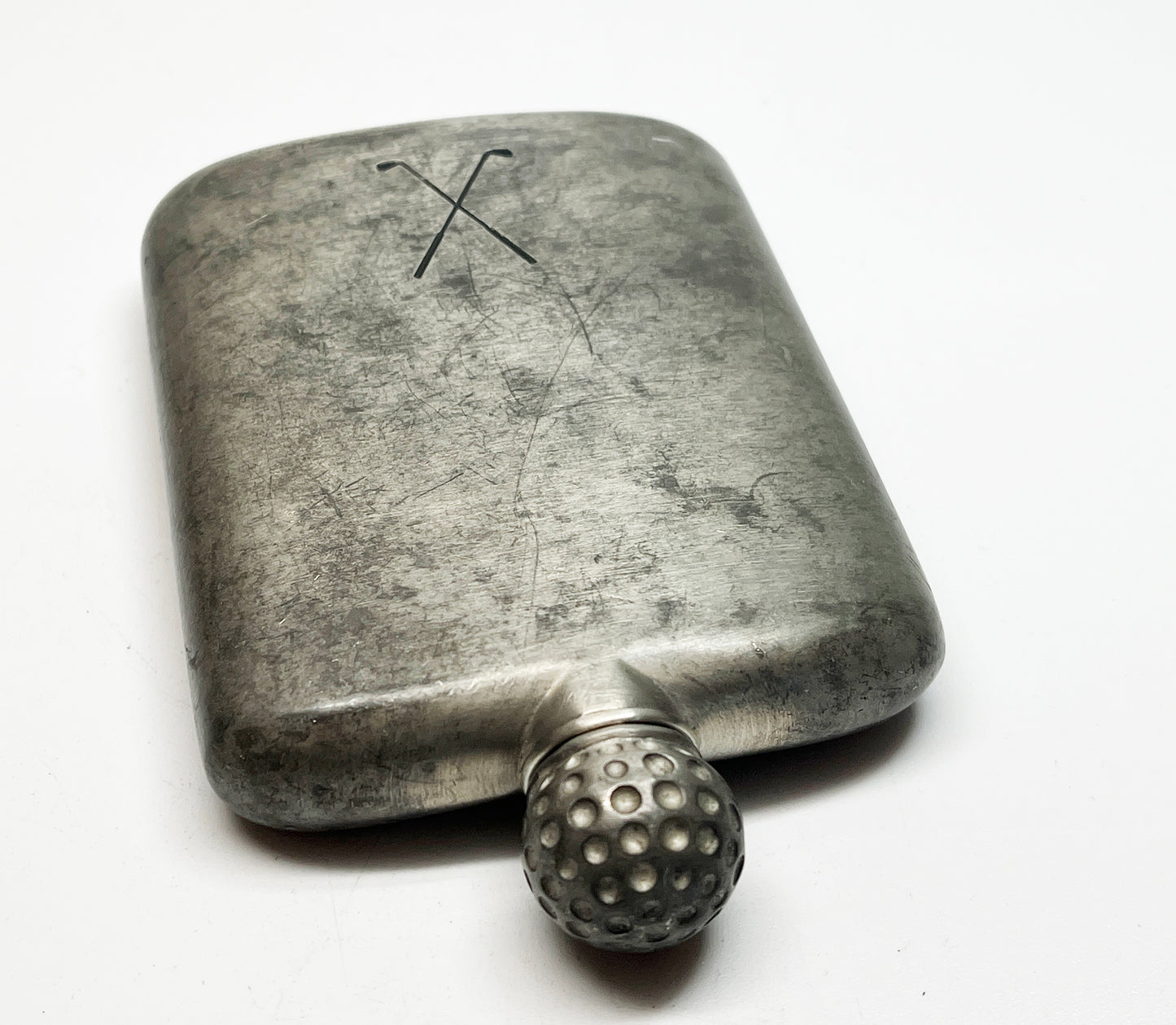 1950s Golfing Themed Pewter Flask