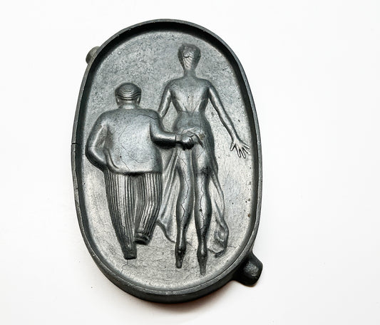 1940s Risque Man Woman Cast Iron Ashtray