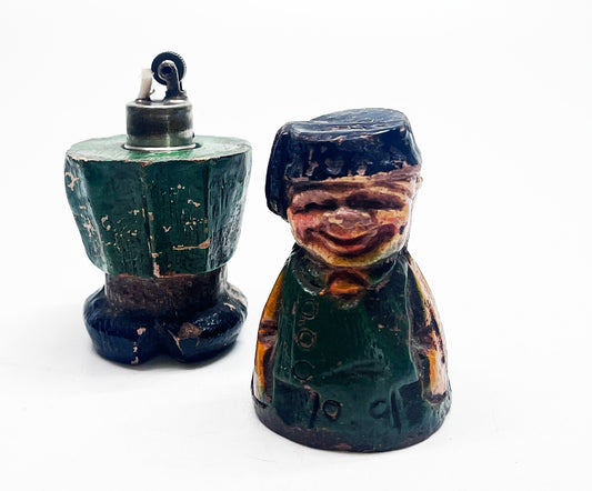 1940s Carved Wooden Old Man Black Forest Lighter