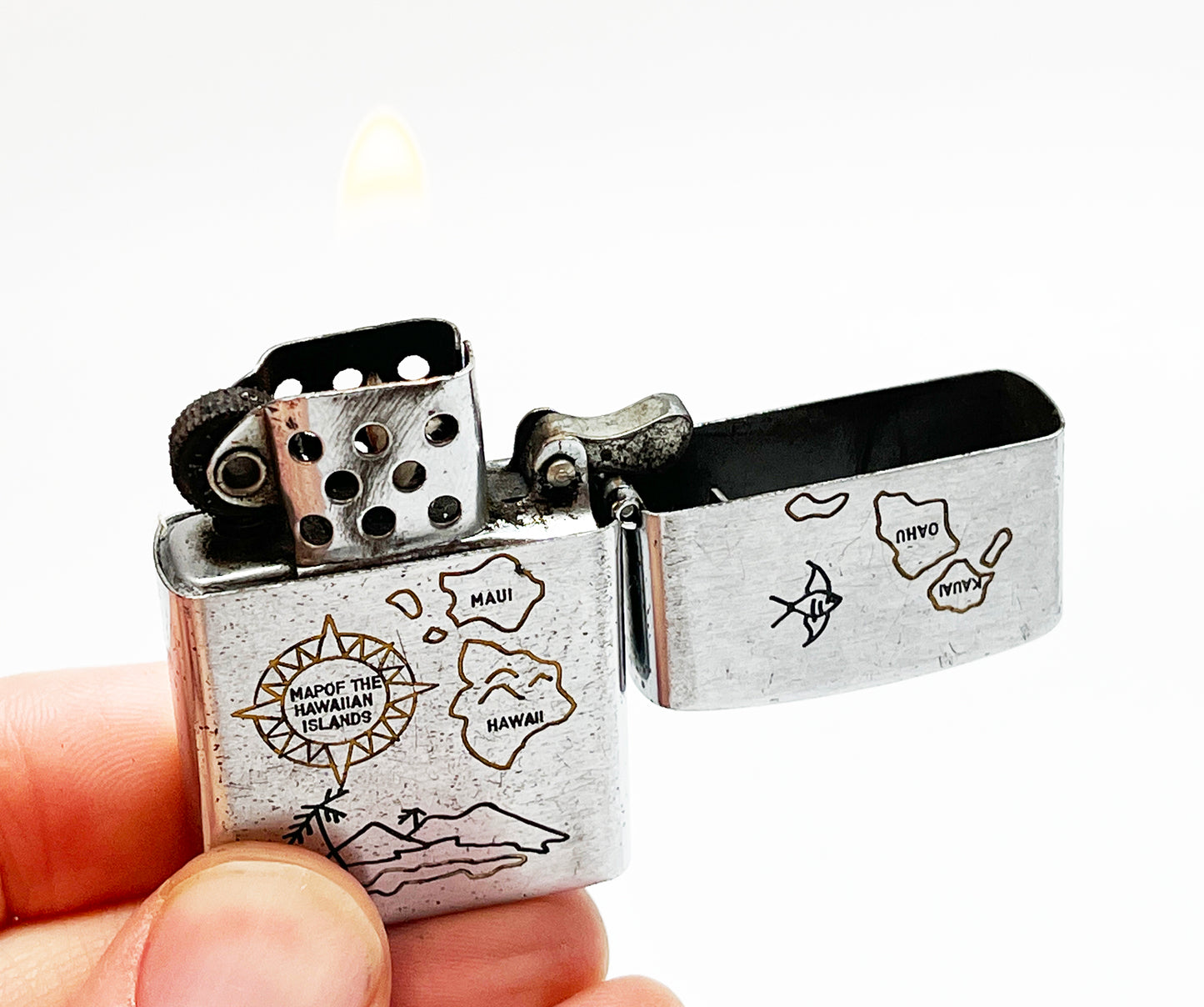 1950s Hawaiian Islands Map Mini Flip-Top Lighter