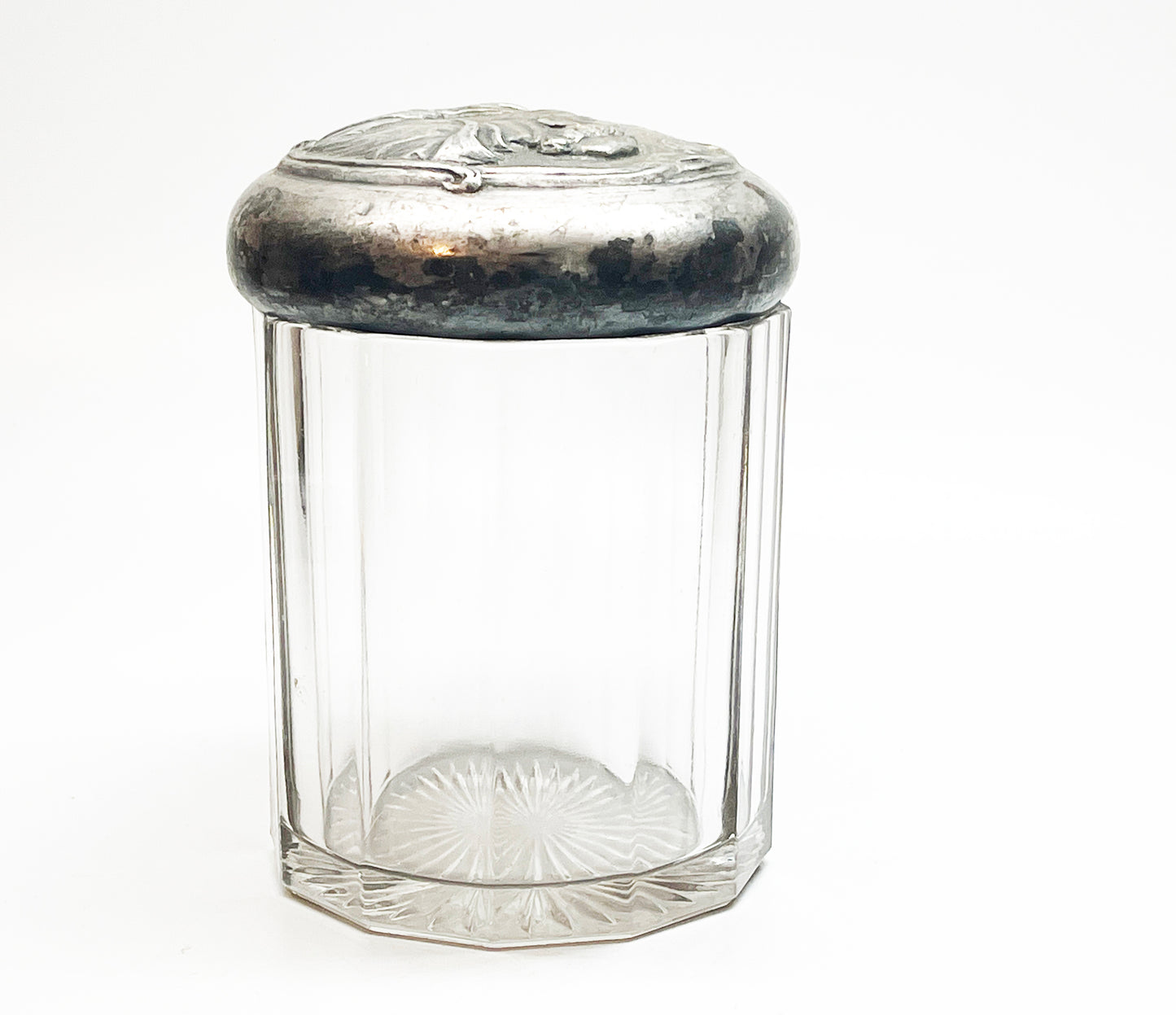 Early 1900s Glass and Silver Plate Tobacco Humidor