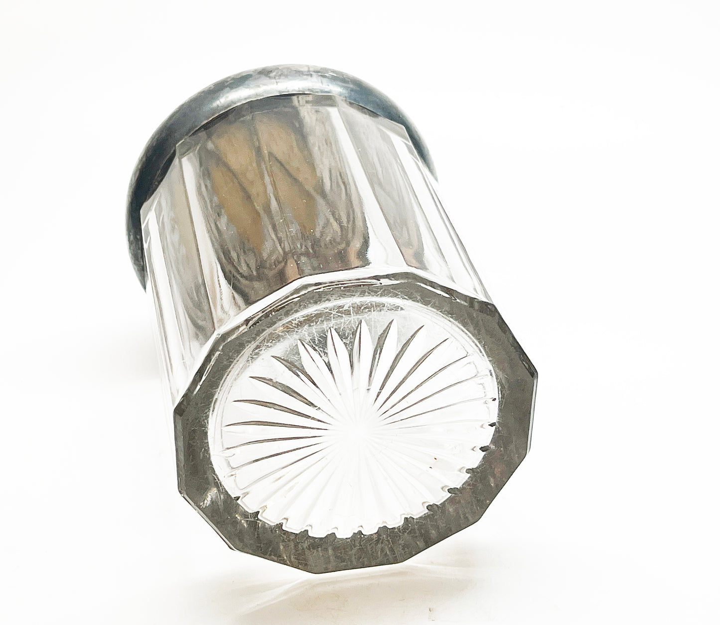 Early 1900s Glass and Silver Plate Tobacco Humidor