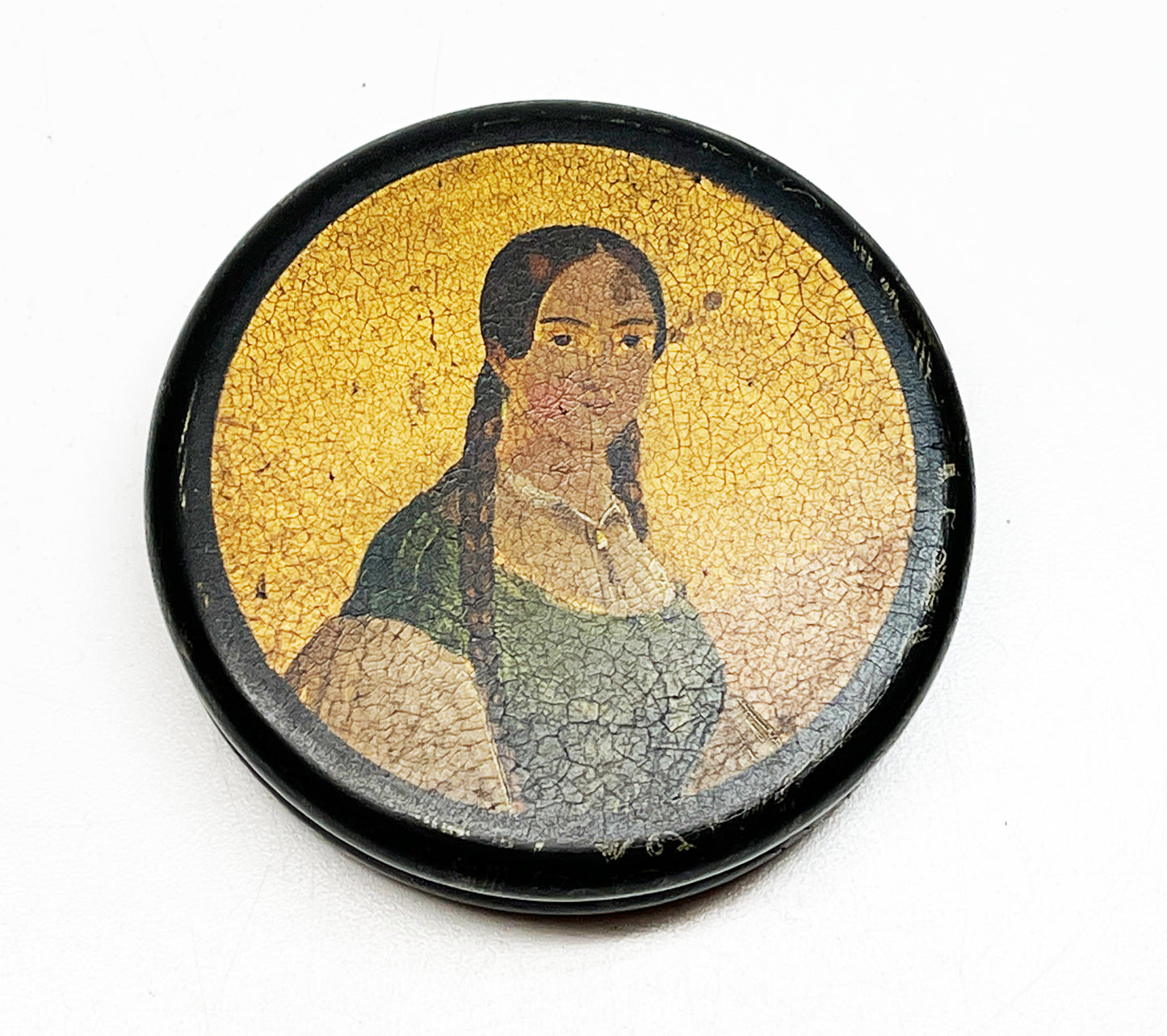 Handpainted Victorian Paper Mache Snuff Box