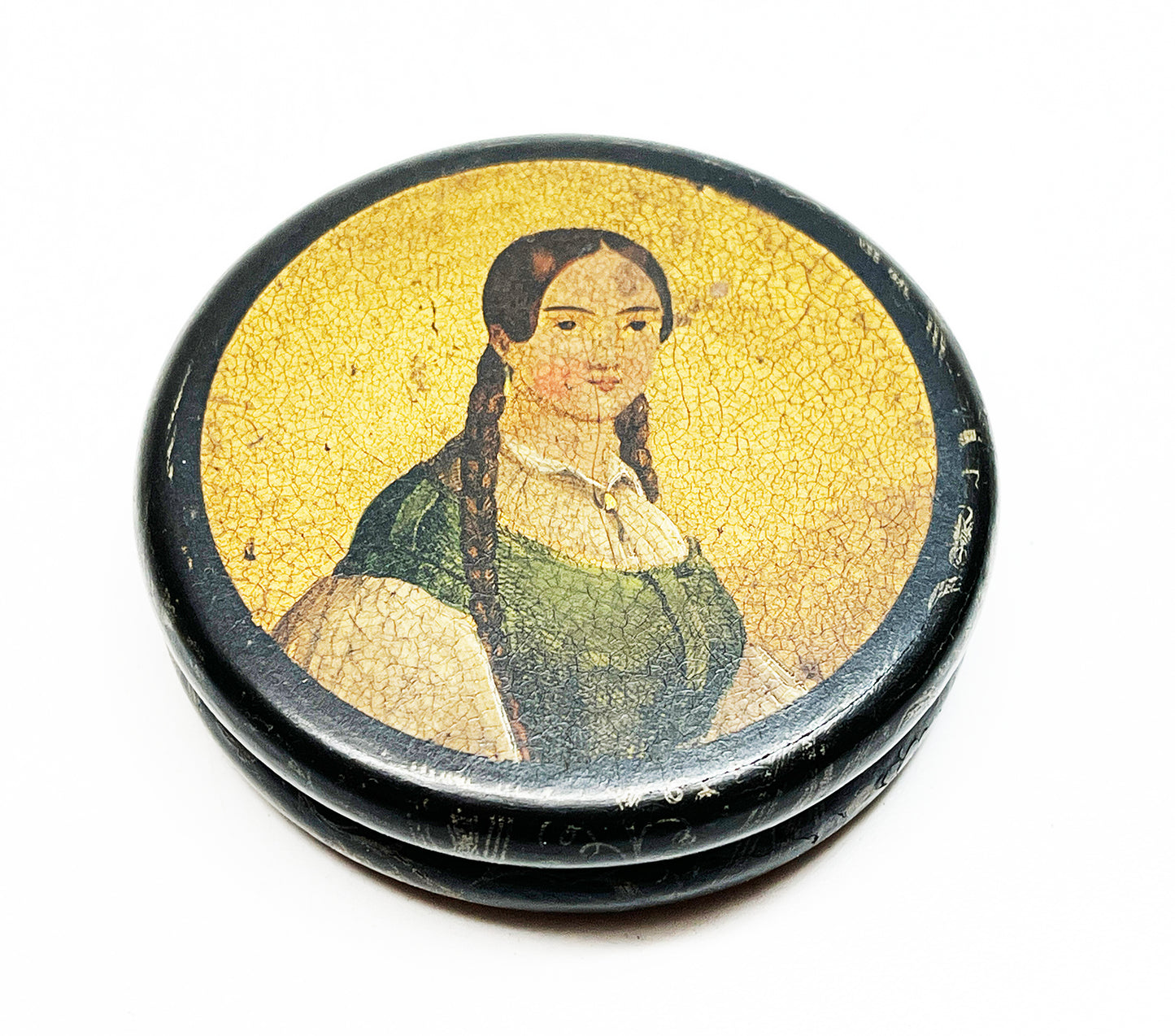 Handpainted Victorian Paper Mache Snuff Box