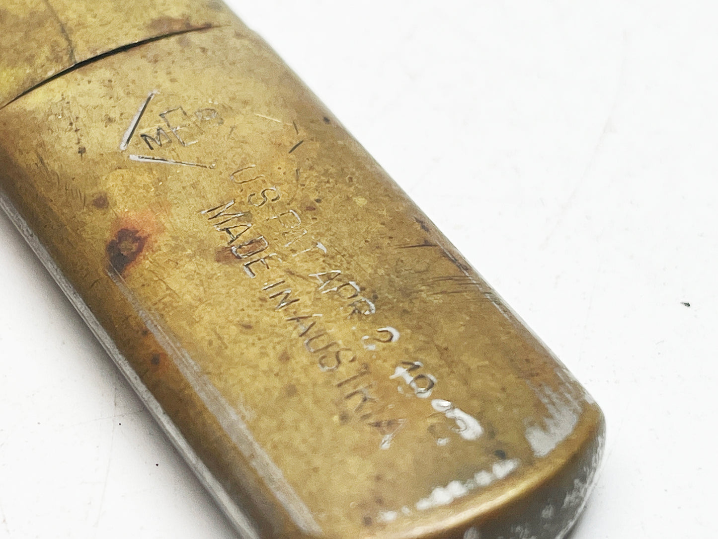 1912 MEB Brass Sleeve Lighter Made in Austria