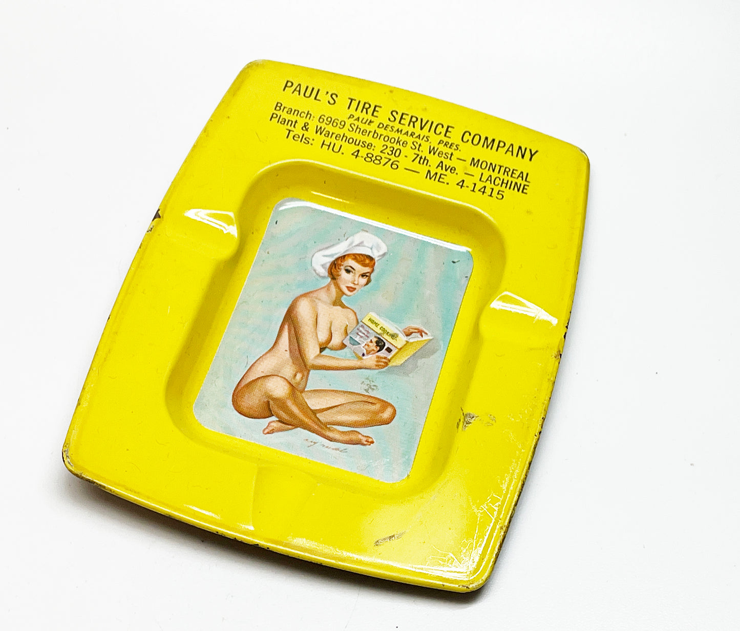 1950s Pinup Girl Advertising Ashtray Pair