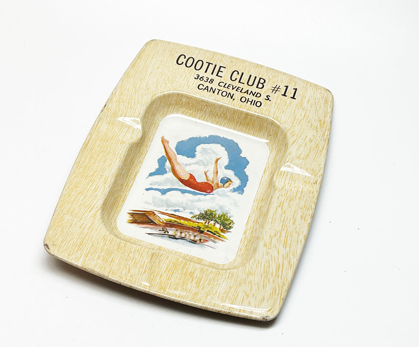 1950s Pinup Girl Advertising Ashtray Pair
