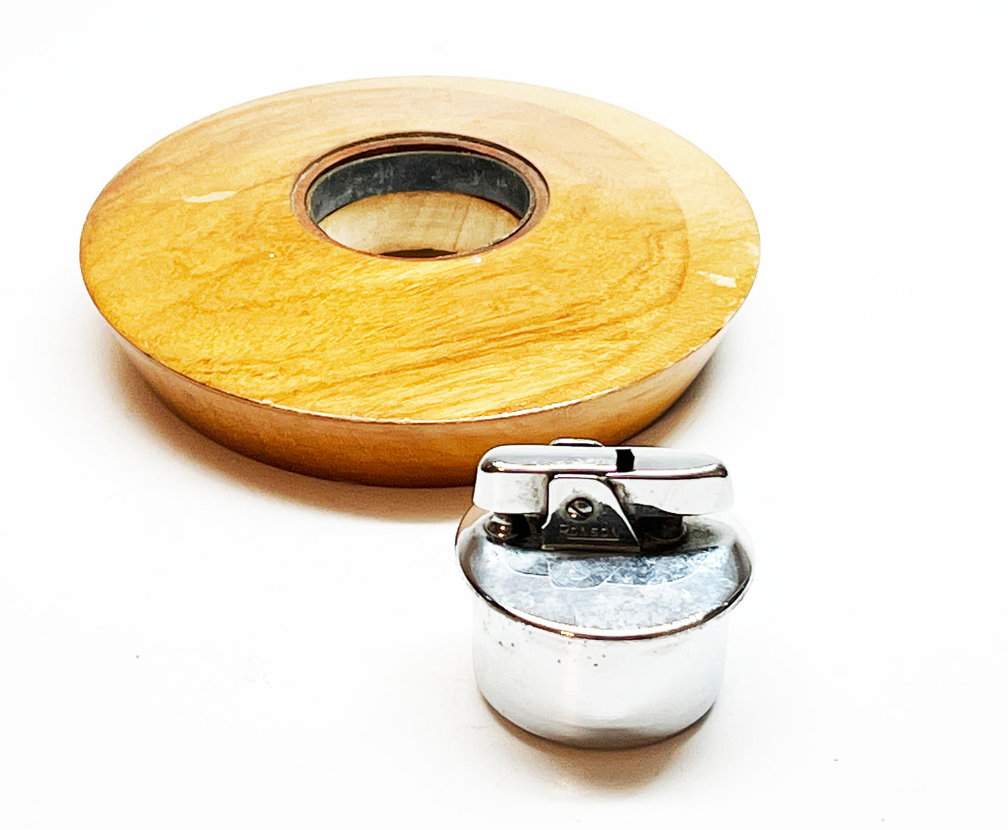 1950s Ronson Cadet Mid Century Wood Table Lighter