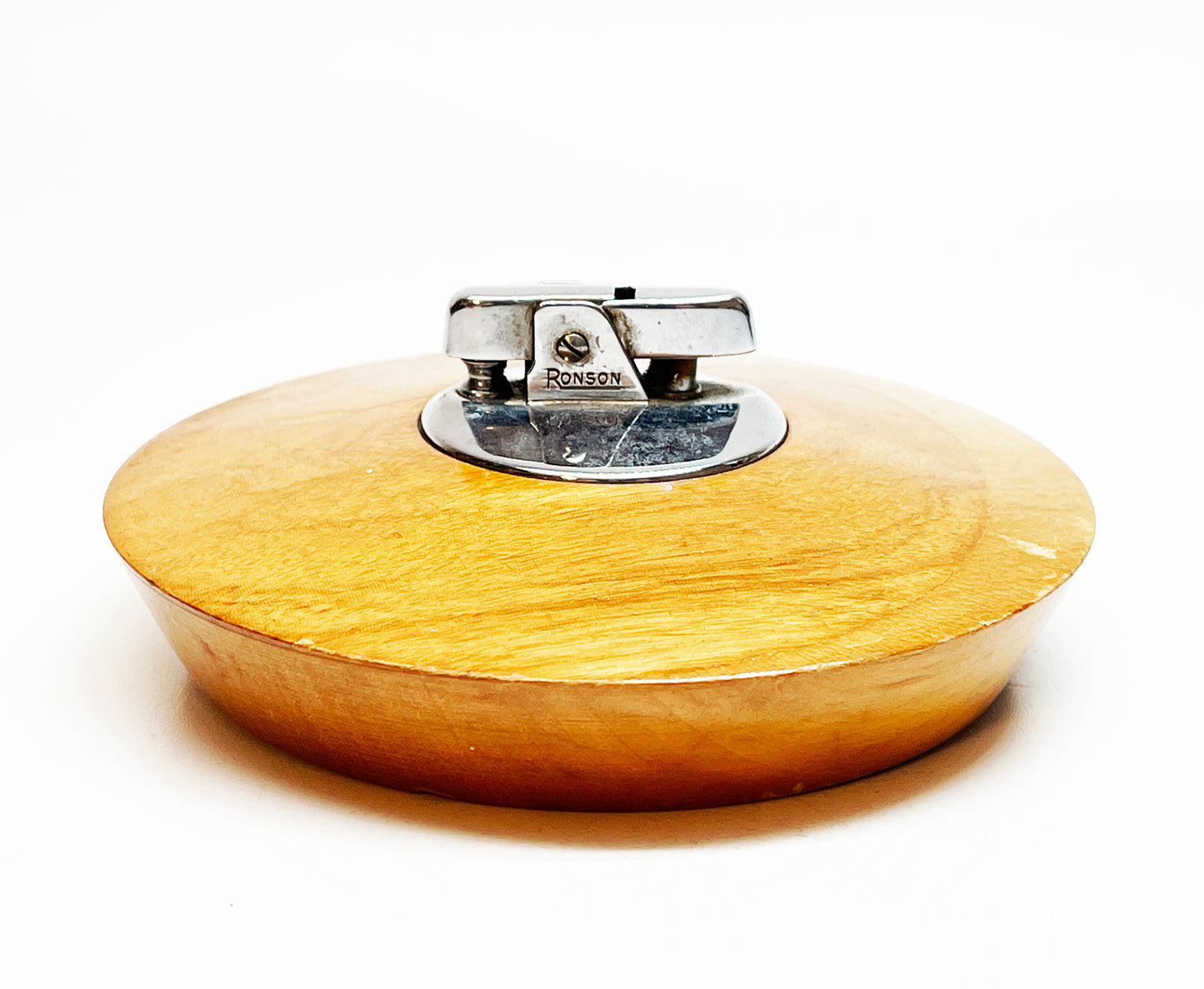 1950s Ronson Cadet Mid Century Wood Table Lighter