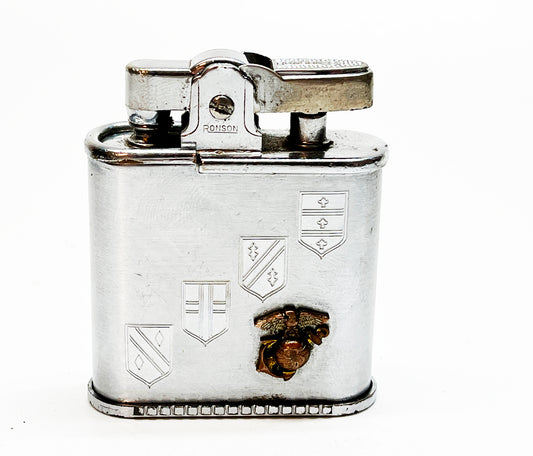Working Ronson Whirlwind 1940s Navy Military Lighter