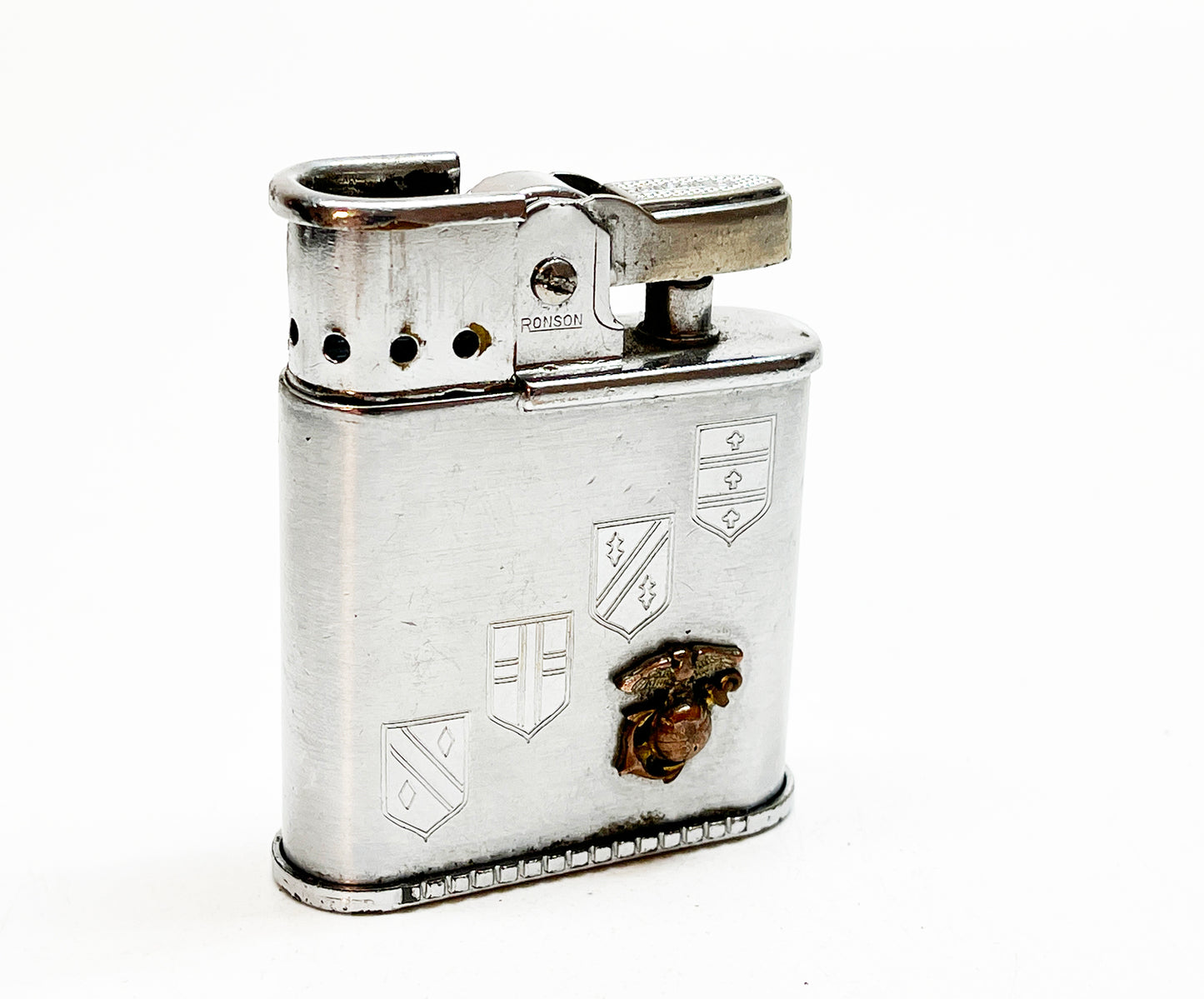 Working Ronson Whirlwind 1940s Navy Military Lighter