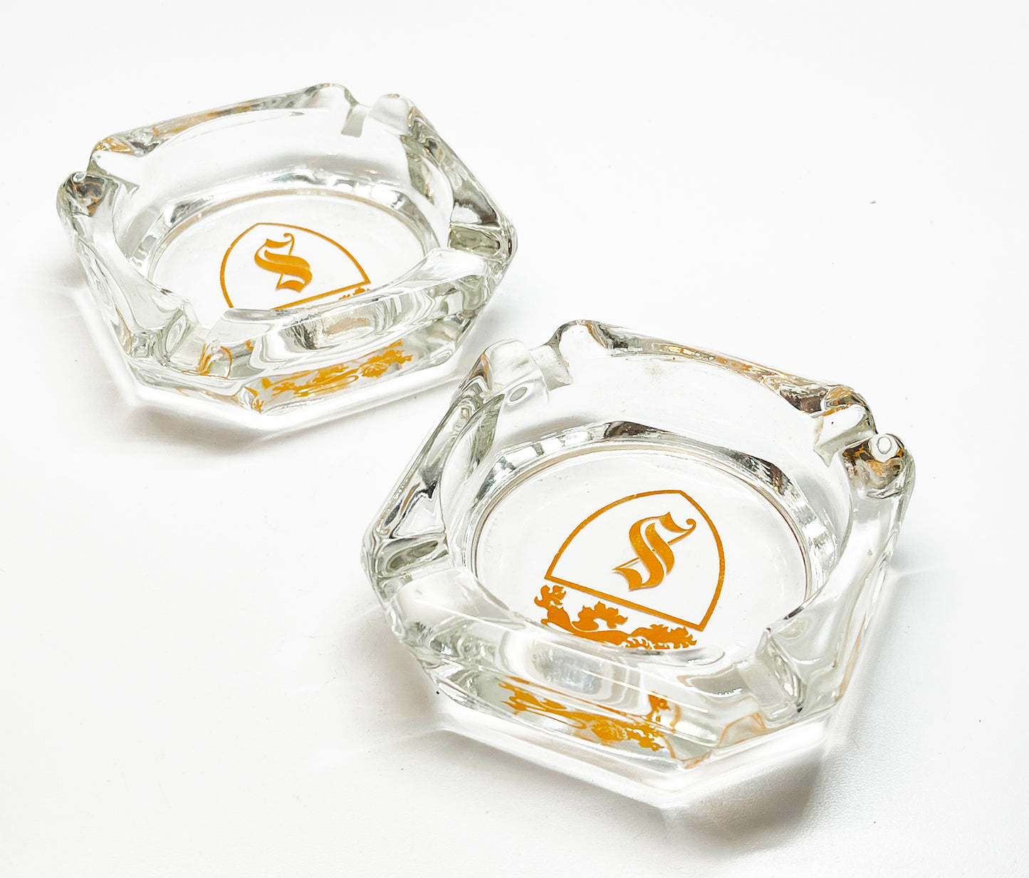 1950s Glass "S" Ashtray Pair