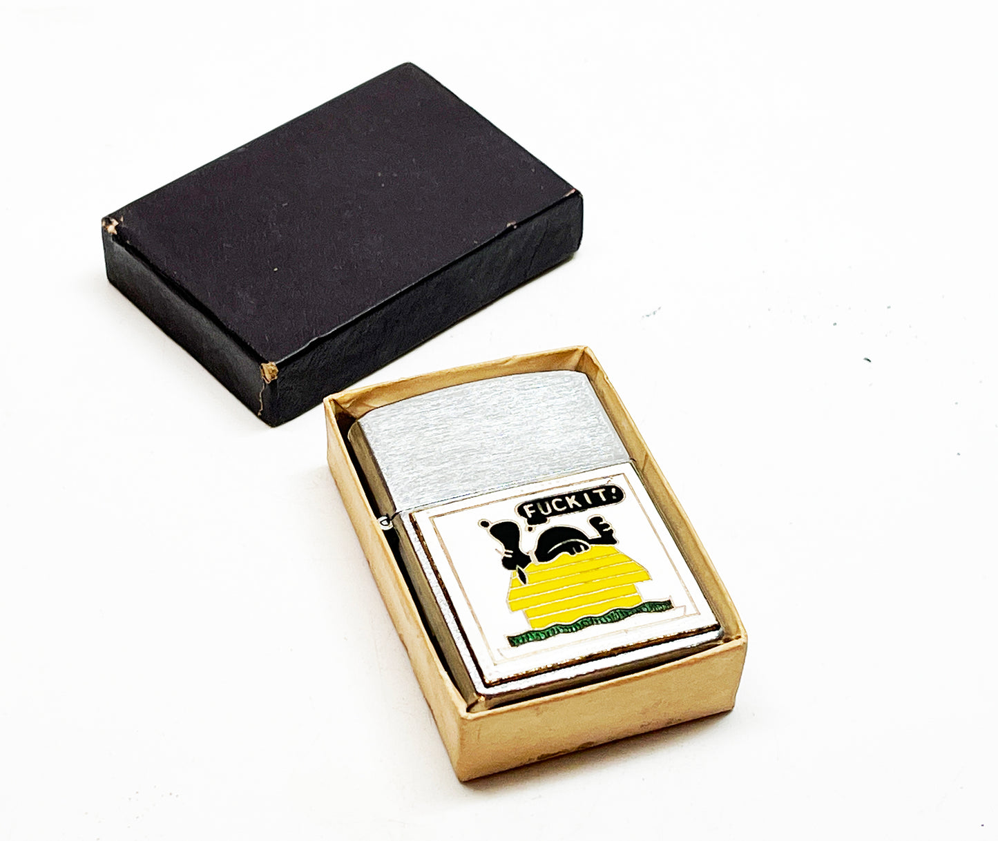 1960s Snoopy "Fuck It" Vietnam Era Flip Top Lighter in Original Box