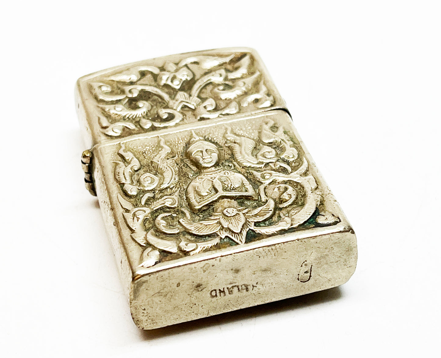 Vintage 1950s Siam / Thailand Silver Toned Flip Top Lighter