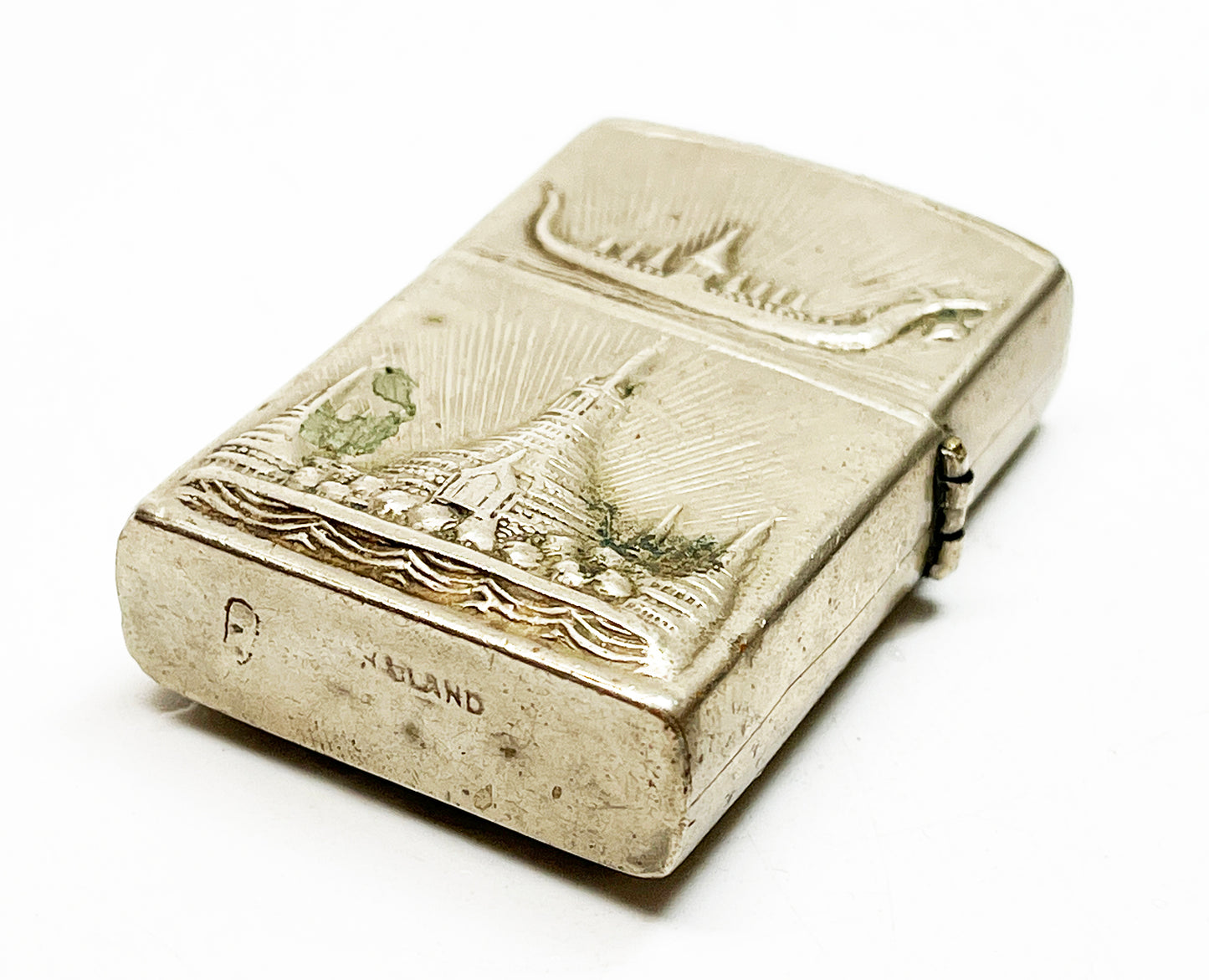 Vintage 1950s Siam / Thailand Silver Toned Flip Top Lighter