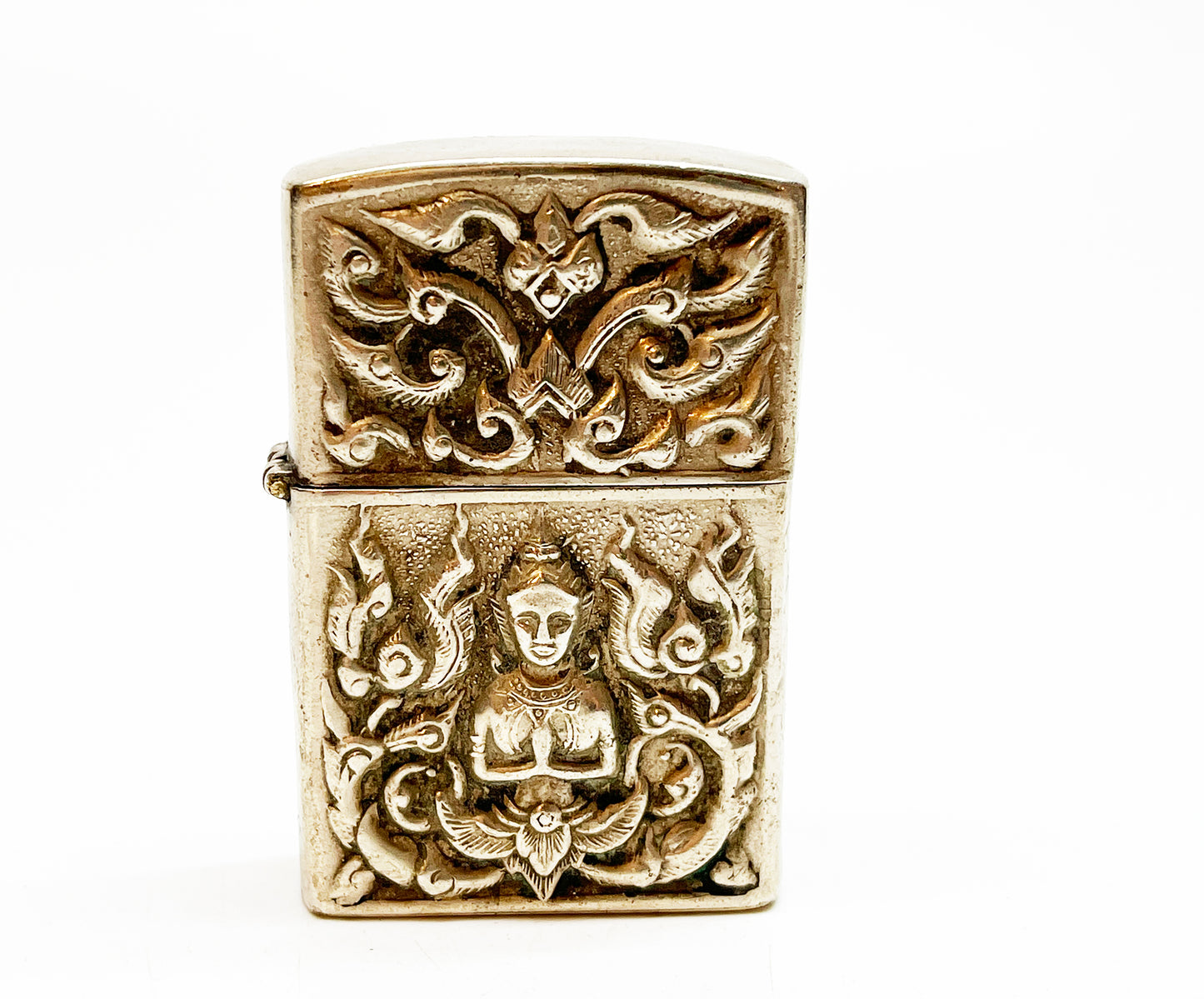 Vintage 1950s Siam / Thailand Silver Toned Flip Top Lighter