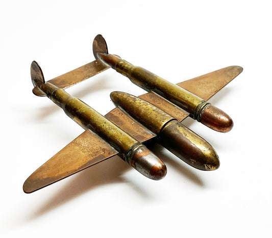 WWI Trench Art Airplane-Shaped Lighter and Ashtray