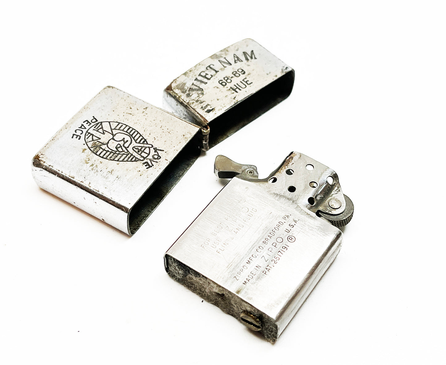 1968 Hue Vietnam Zippo Soldier's Lighter with Etchings