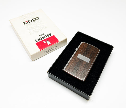 1978 Wood Grain Zippo Slim in Original Box