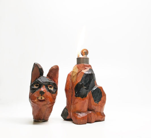 1930s Hand Carved Wooden Rabbit Lighter