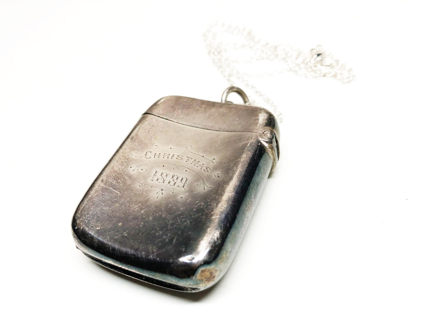 1889 Sterling Silver Vesta Matchcase Pendant