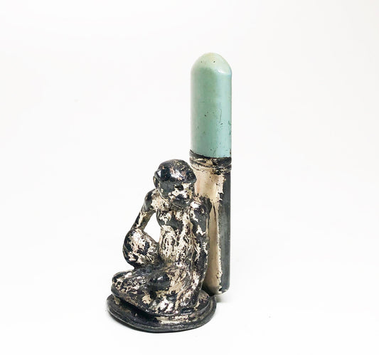 Vintage Monkey Lighter - Working 1920s Meb Figural Art Nouveau Antique Enameled Sleeve Table Lighter Made in Germany
