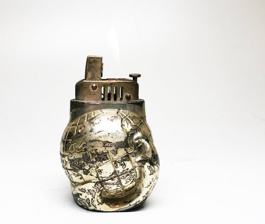 Working Globe Lighter - Working Occupied Japan Figural Push Button Semi Automatic World Map Table Japanese Lighter