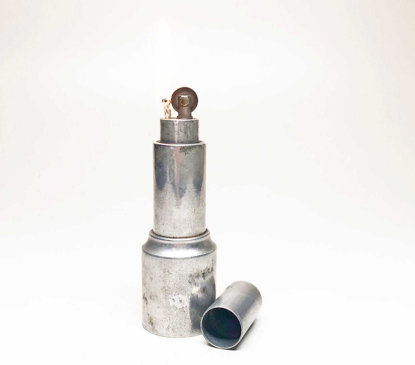 TOWER BLOCK LIGHTER - Working old Lift Arm Skyscraper Aluminum 1940s Hand Machined Pocket Lighter