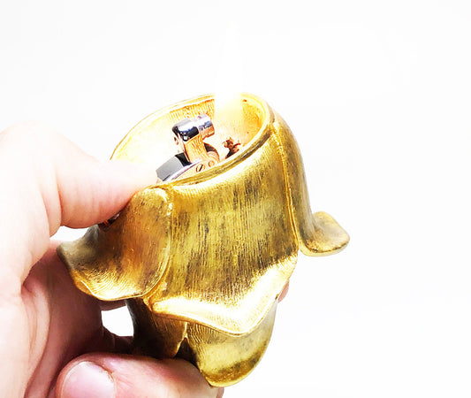 1960s Vintage Flower Old Kreisler / Colibri Gold-Toned Pewter Lighter