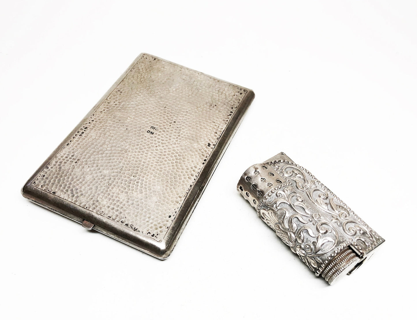 Silver Wrapped IMCO Triplex Lighter and Cigarette Case Set