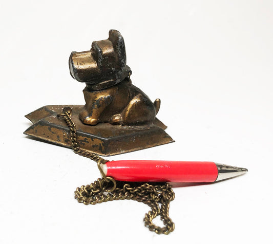 Figural Dog Lighter with Pencil on a Chain