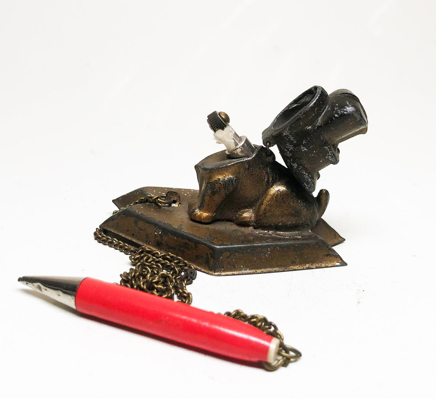 Figural Dog Lighter with Pencil on a Chain