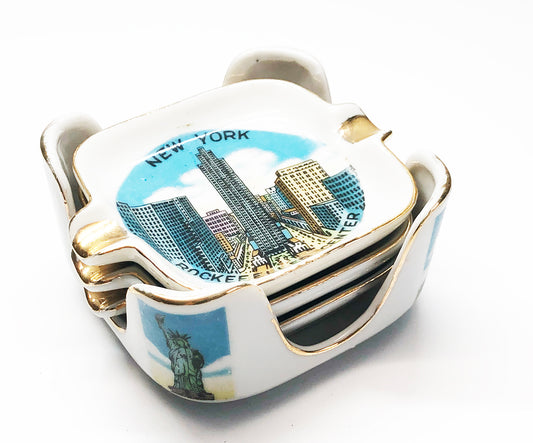 1950s New York City Souvenir Nesting Ashtray Set