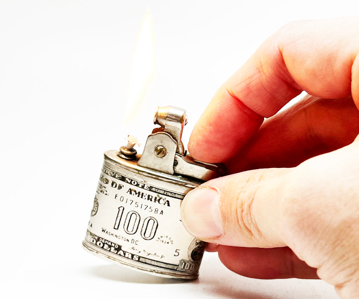 Hundred Dollar Bill Themed 1950s Lighting Brand Lighter