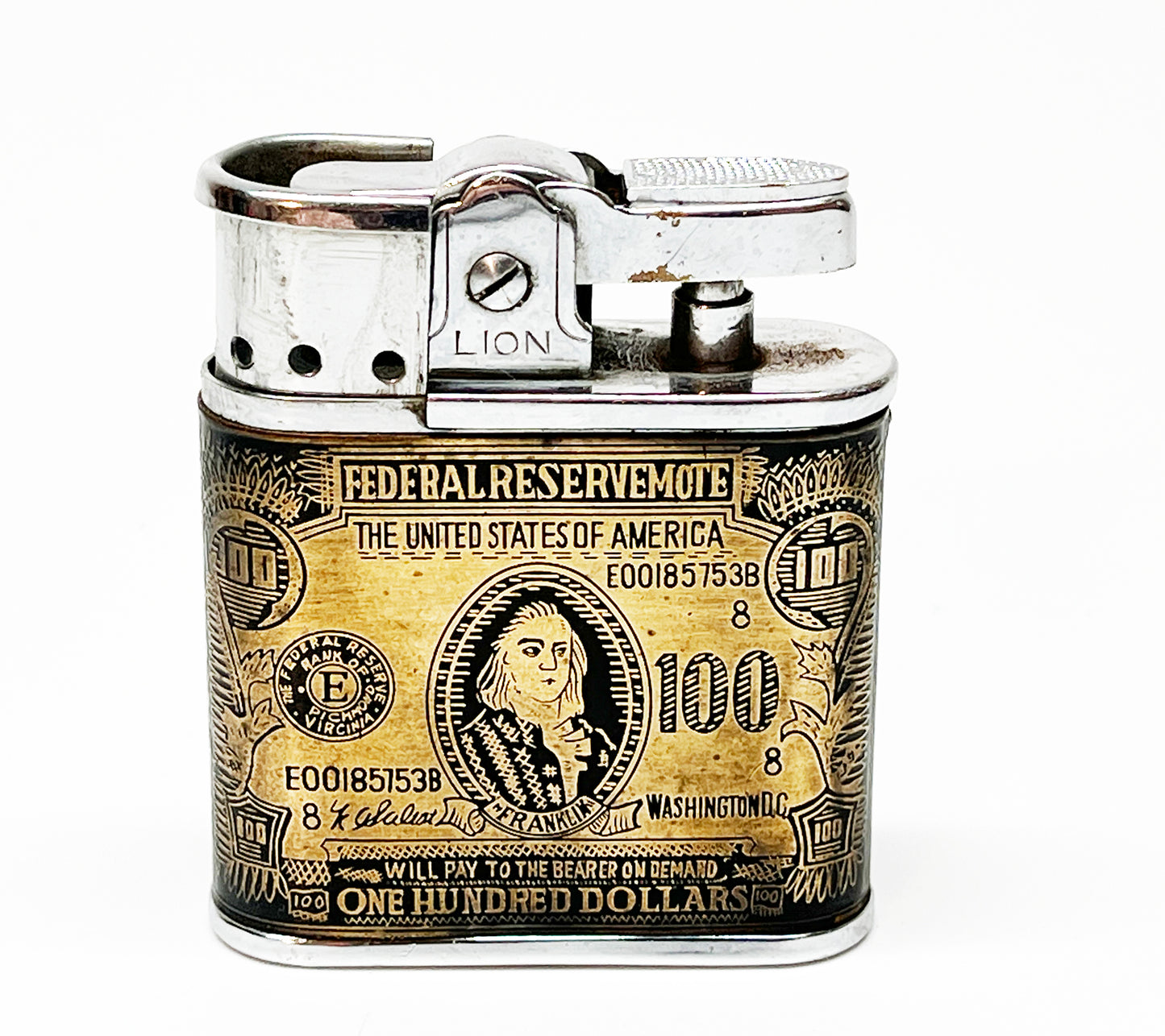 Hundred Dollar Bill Themed Whirlwind Style 1950s Lighter