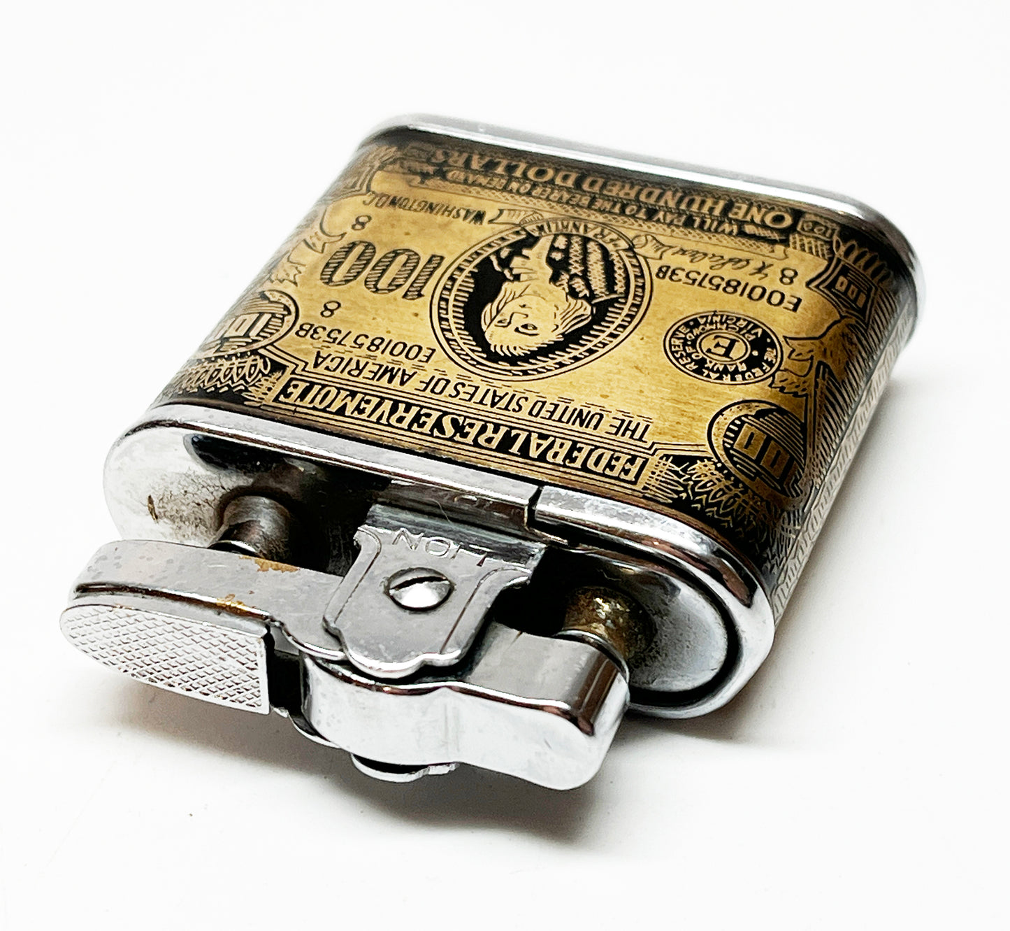 Hundred Dollar Bill Themed Whirlwind Style 1950s Lighter