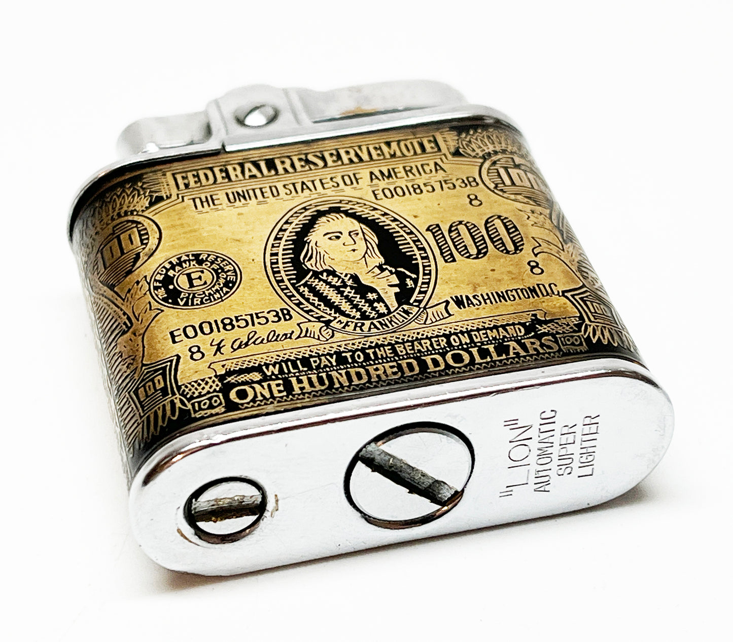 Hundred Dollar Bill Themed Whirlwind Style 1950s Lighter