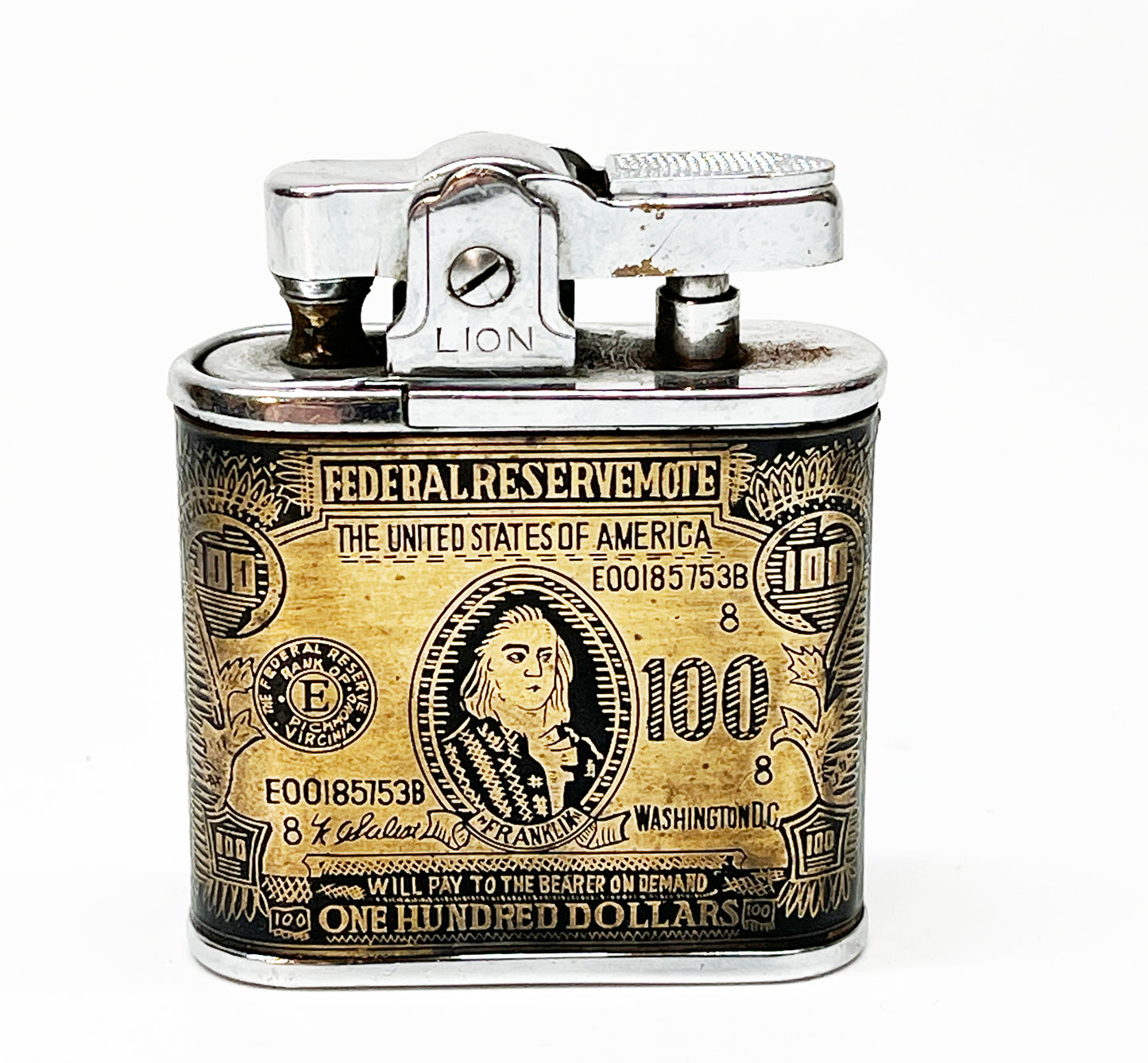 Hundred Dollar Bill Themed Whirlwind Style 1950s Lighter